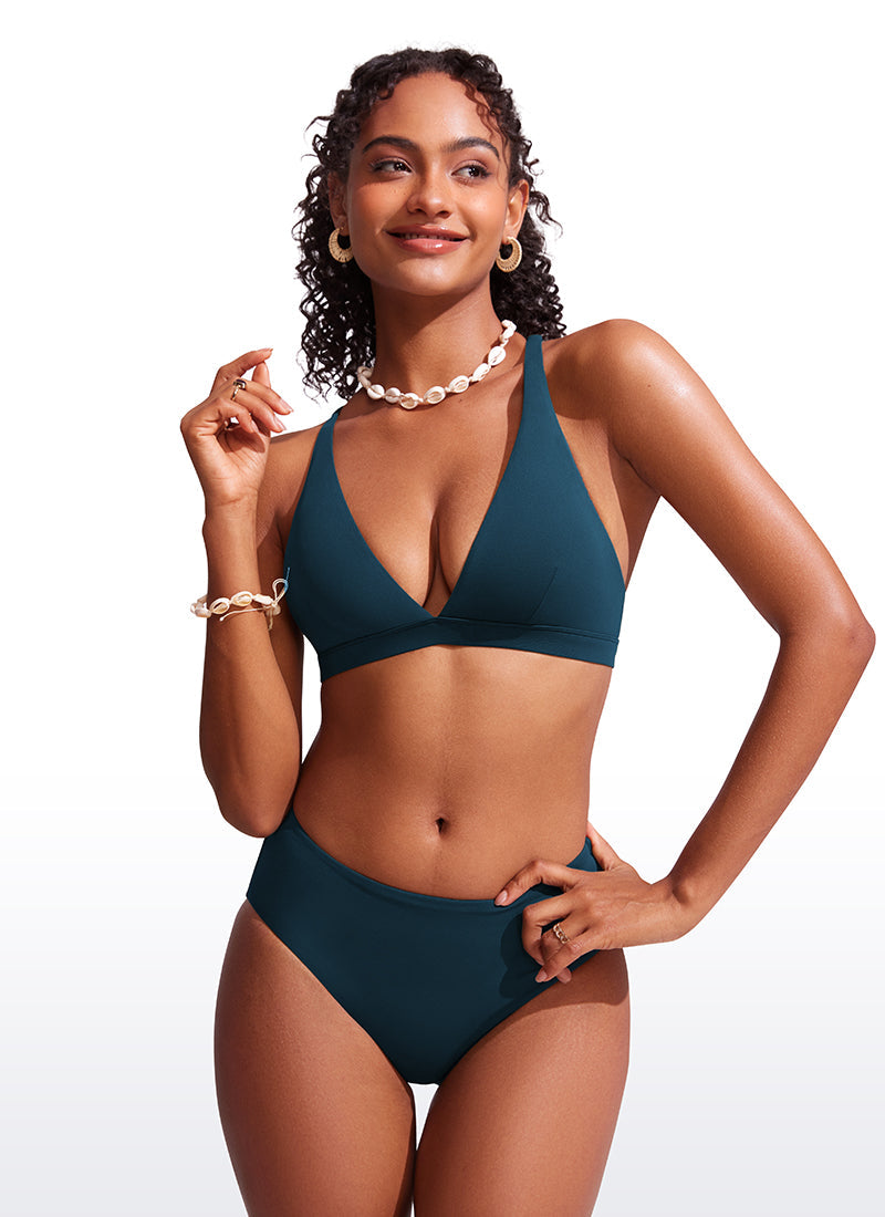 Sunshine Criss Cross Back V Neck Bikini Top