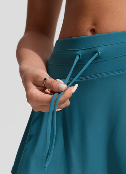 High Rise Zip Pocket  Ruffle Swim Board Short