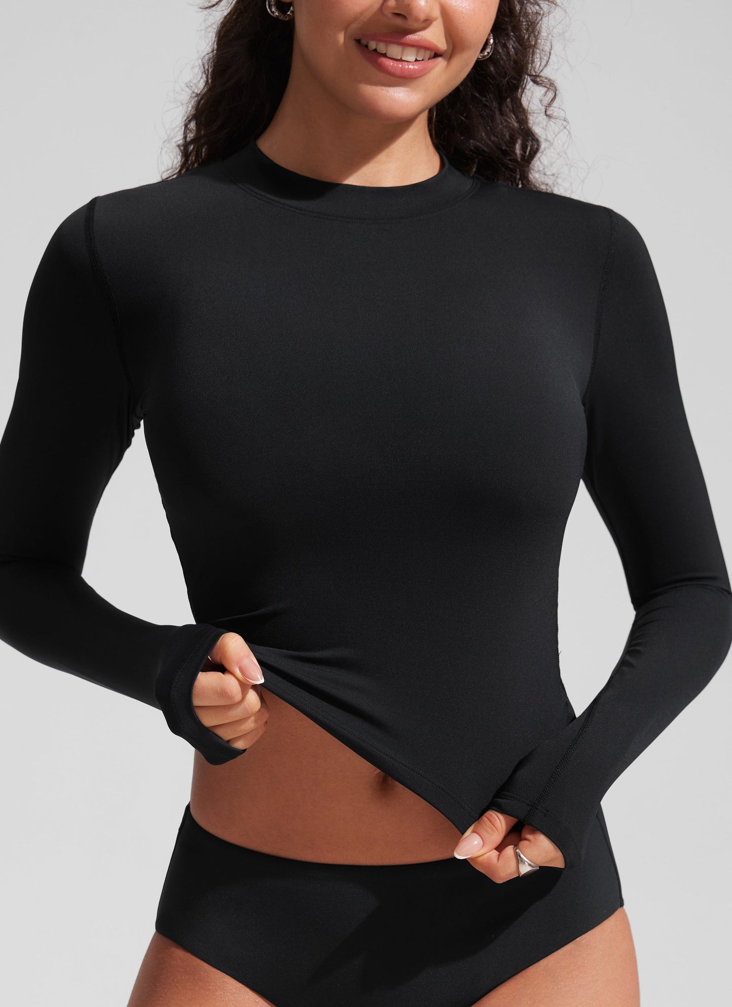 UPF 50+ Cropped Rashguard Swimsuit Top