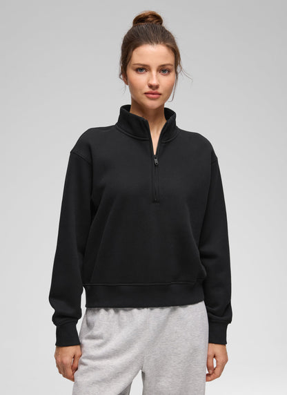 Fleece Lined Half Zip Funnel neck Sweatshirt