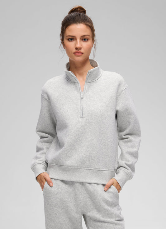 Fleece Lined Half Zip Funnel neck Sweatshirt