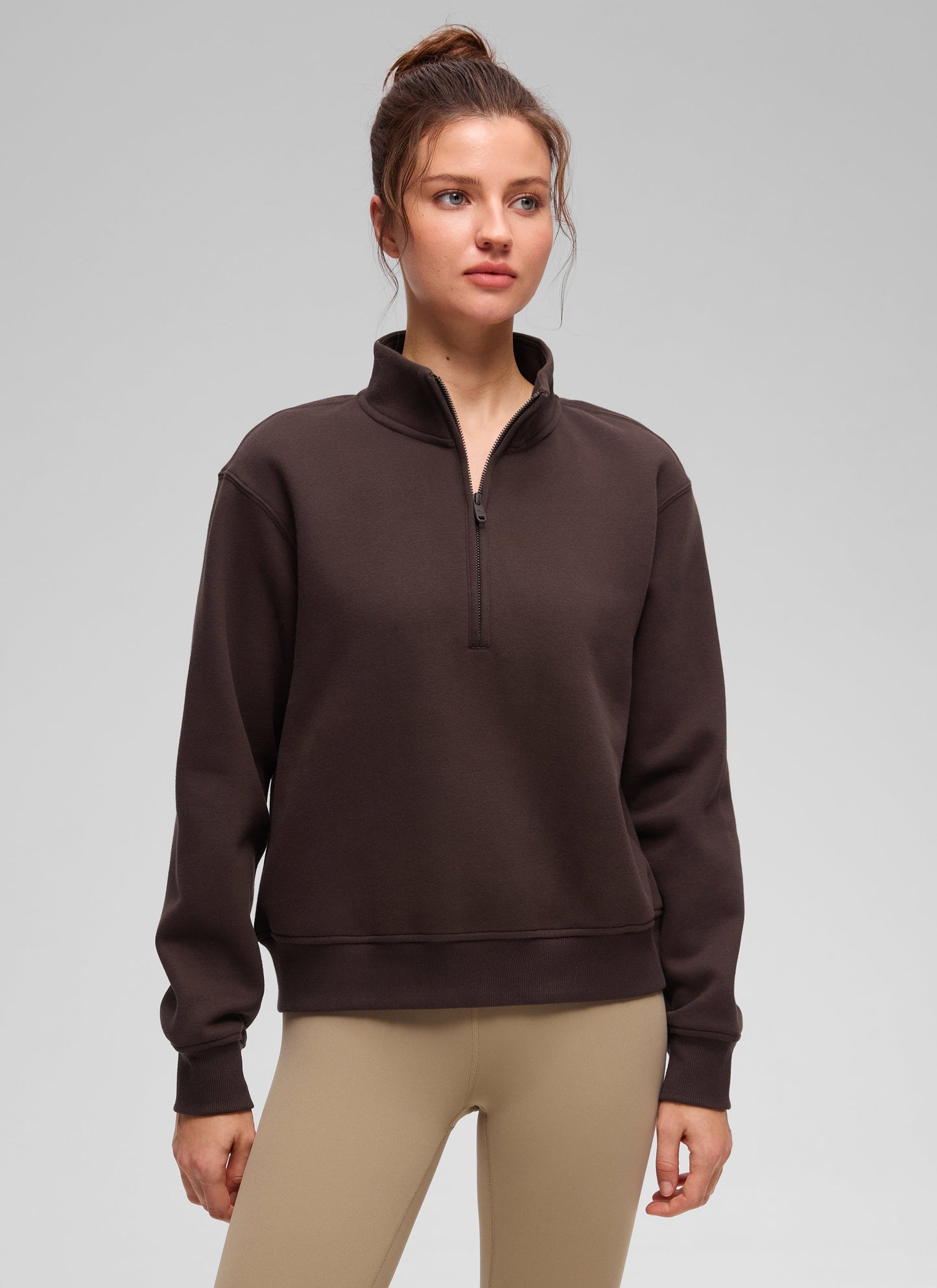 Fleece Lined Half Zip Funnel neck Sweatshirt