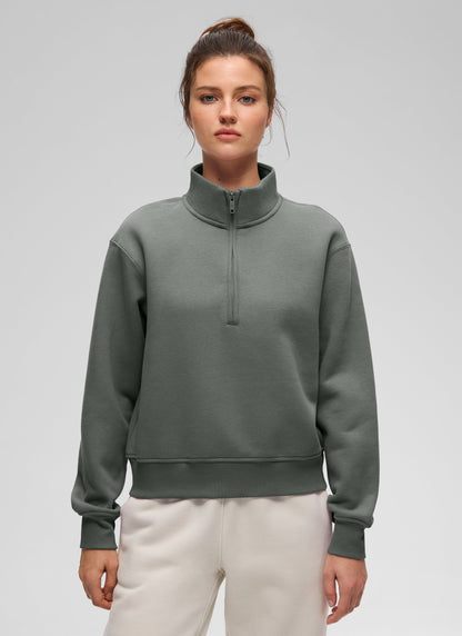 Fleece Lined Half Zip Funnel neck Sweatshirt