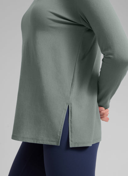 Cotton-Blend Boat Neck Long Sleeve