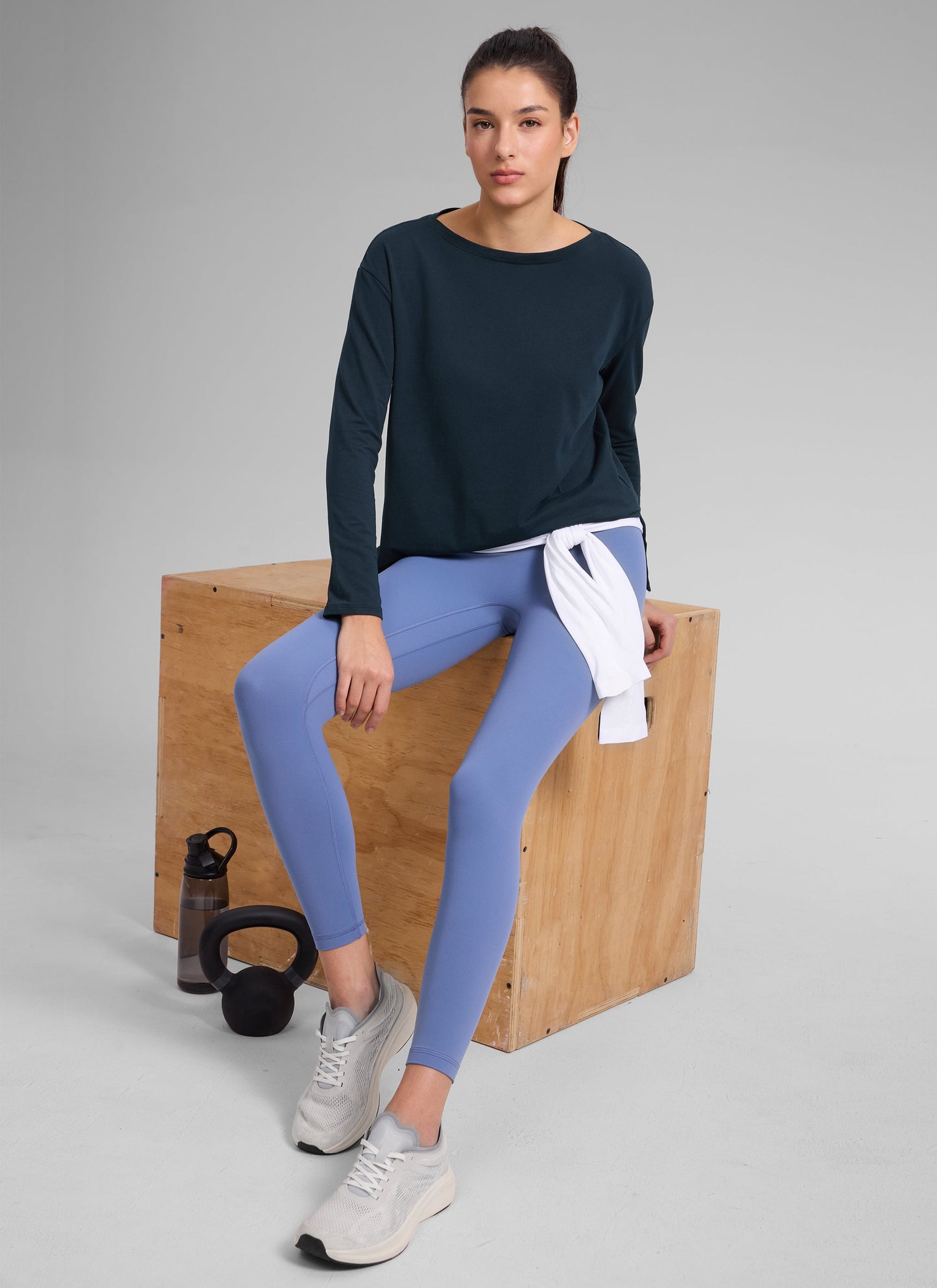 Cotton-Blend Boat Neck Long Sleeve