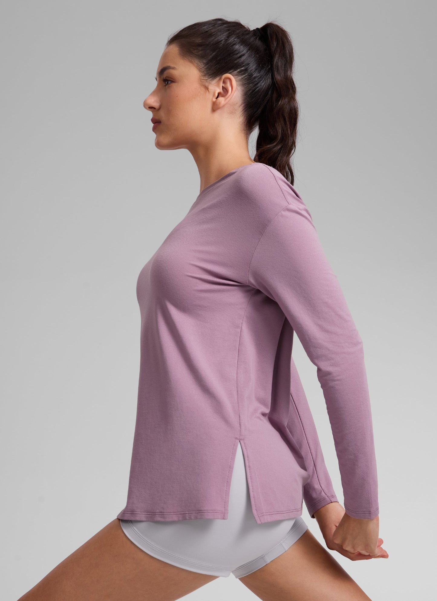 Cotton-Blend Boat Neck Long Sleeve