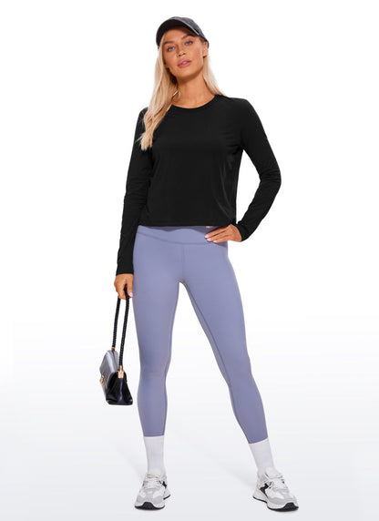Pima Cotton Cropped Classic Fit Long Sleeve