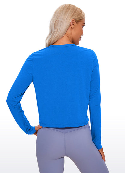 Pima Cotton Cropped Classic Fit Long Sleeve