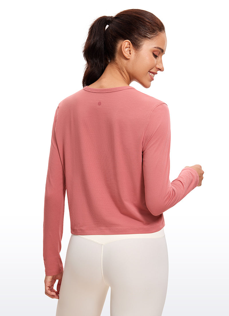 Pima Cotton Cropped Classic Fit Long Sleeve