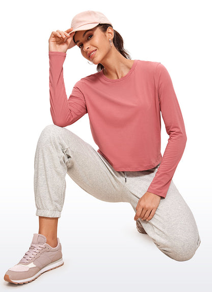 Pima Cotton Cropped Classic Fit Long Sleeve