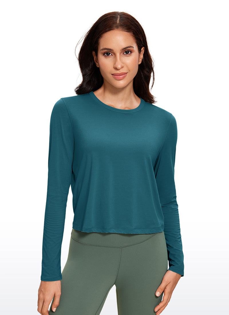 Pima Cotton Cropped Classic Fit Long Sleeve