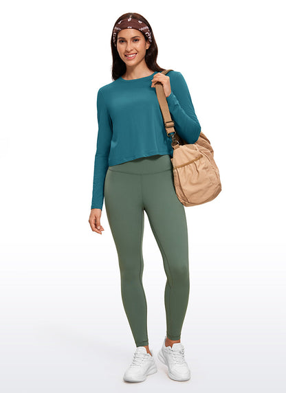 Pima Cotton Cropped Classic Fit Long Sleeve