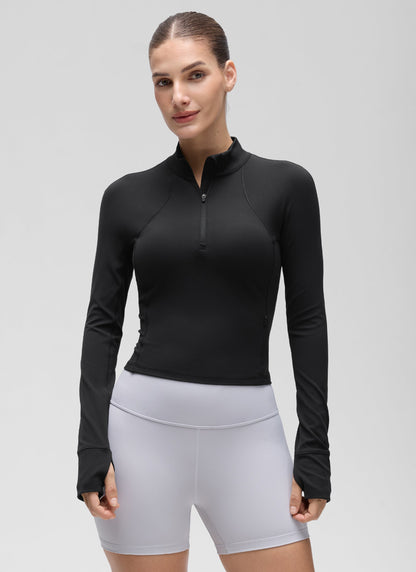Butterluxe Half Zip Cropped Long Sleeve