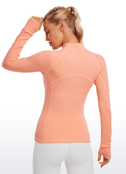 Brushed Thumbhole Half Zip Long Sleeve