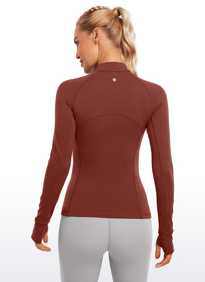Brushed Thumbhole Half Zip Long Sleeve