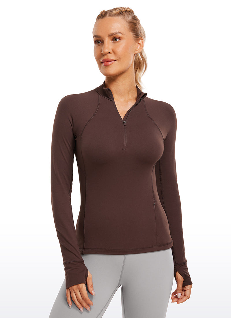 Brushed Thumbhole Half Zip Long Sleeve