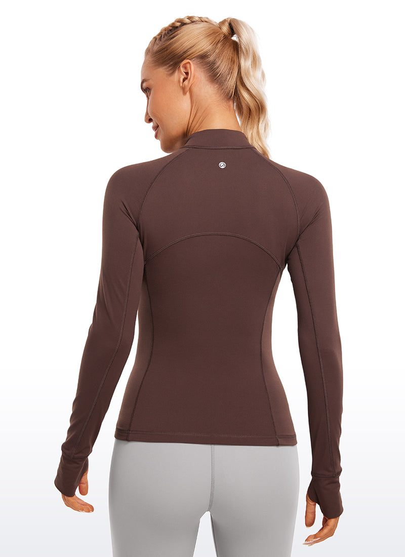 Brushed Thumbhole Half Zip Long Sleeve