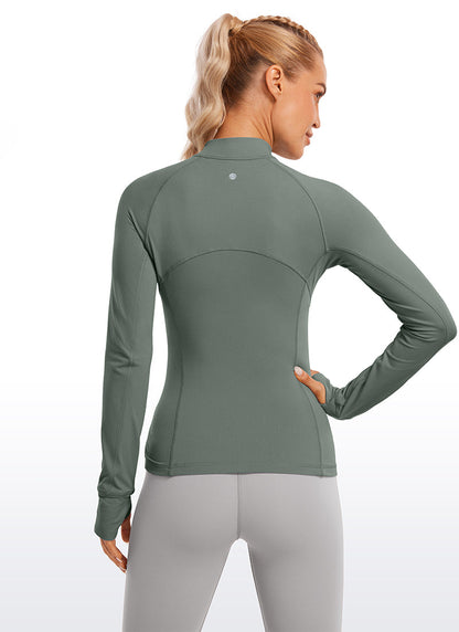 Brushed Thumbhole Half Zip Long Sleeve