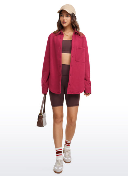 Fleece Lined Oversized Button Down Jacket