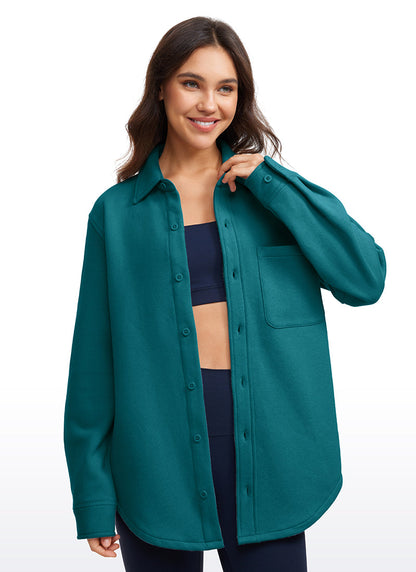 Fleece Lined Oversized Button Down Jacket