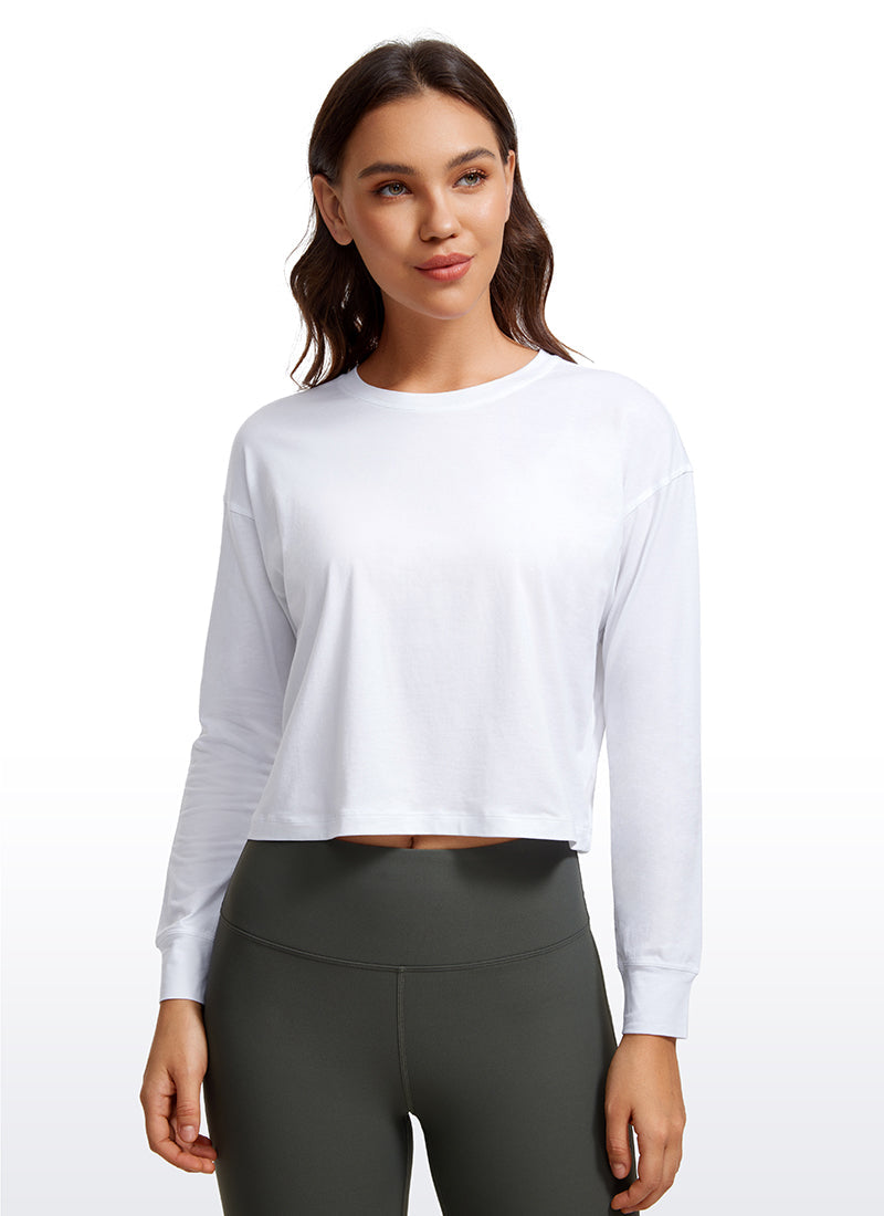 Pima Cotton Cropped Loose Fit Long Sleeve
