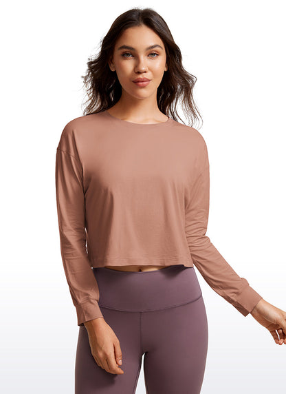 Pima Cotton Cropped Loose Fit Long Sleeve