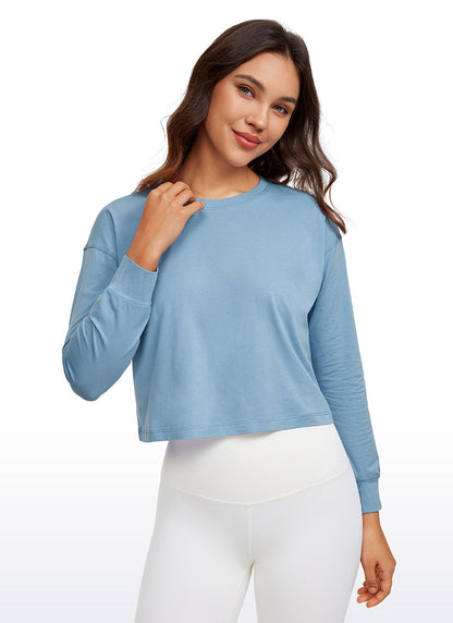 Pima Cotton Cropped Loose Fit Long Sleeve