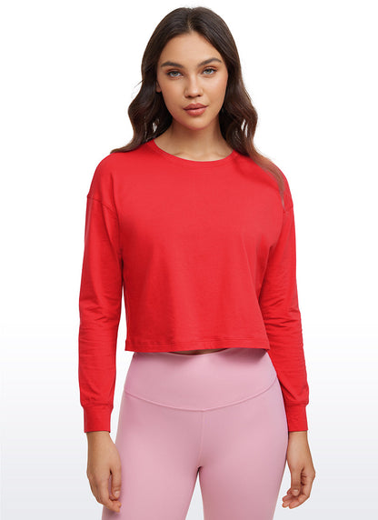 Pima Cotton Cropped Loose Fit Long Sleeve