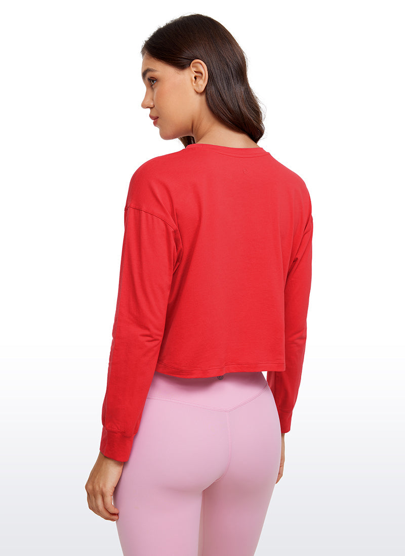 Pima Cotton Cropped Loose Fit Long Sleeve