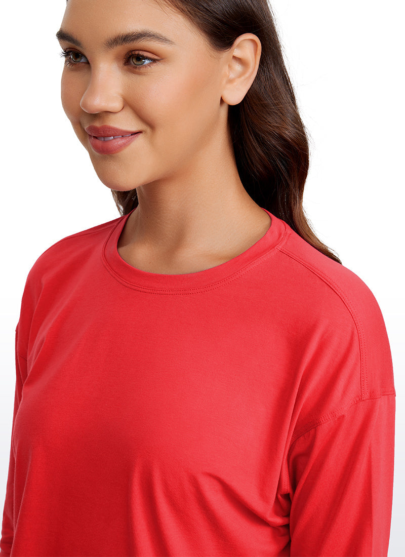 Pima Cotton Cropped Loose Fit Long Sleeve