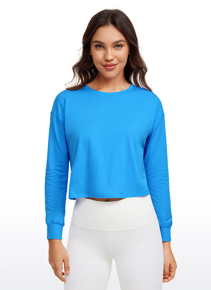 Pima Cotton Cropped Loose Fit Long Sleeve