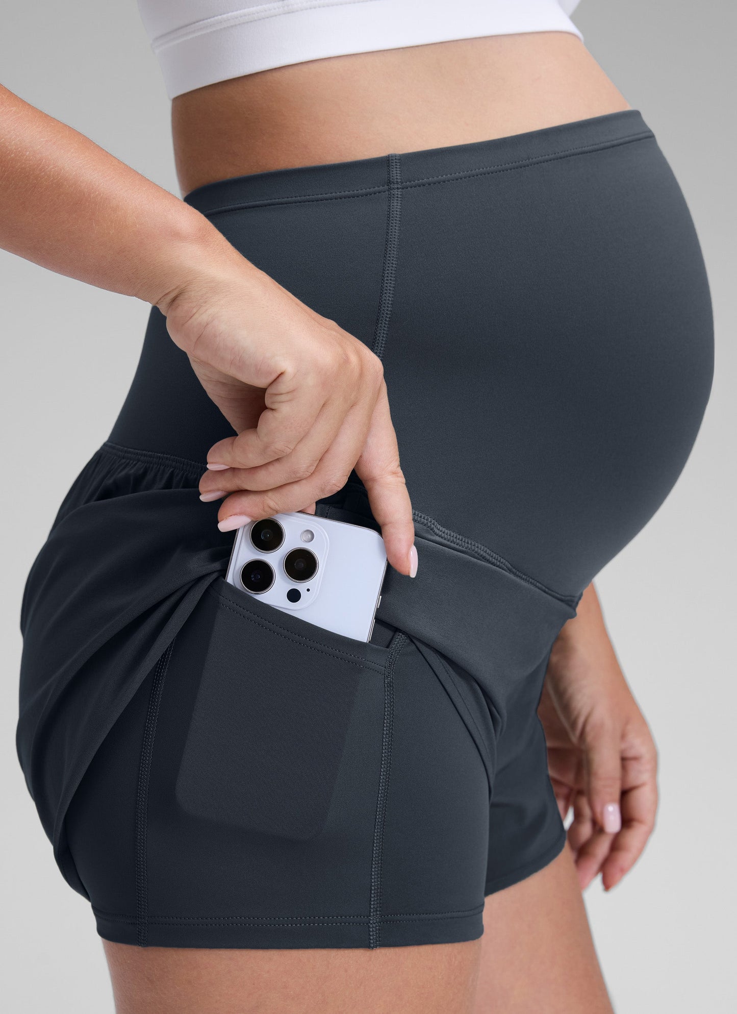 Feather-Fit Soft 2 in 1 Maternity Short 3''