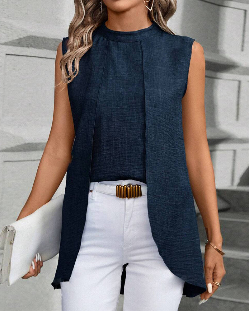 Elegant solid color sleeveless top