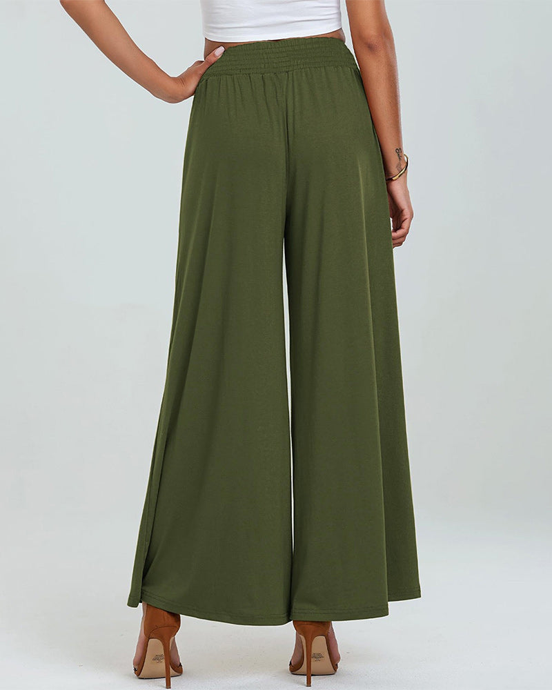 Pocket Elastic Waist Bootcut Pants