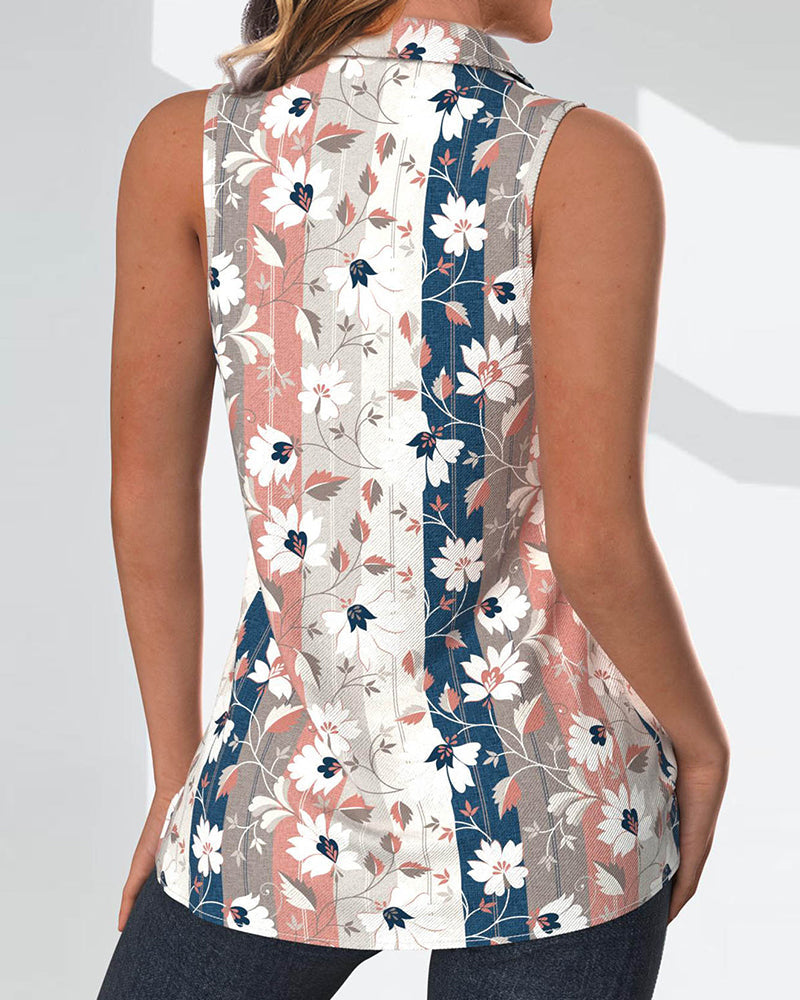 Casual sleeveless printed top