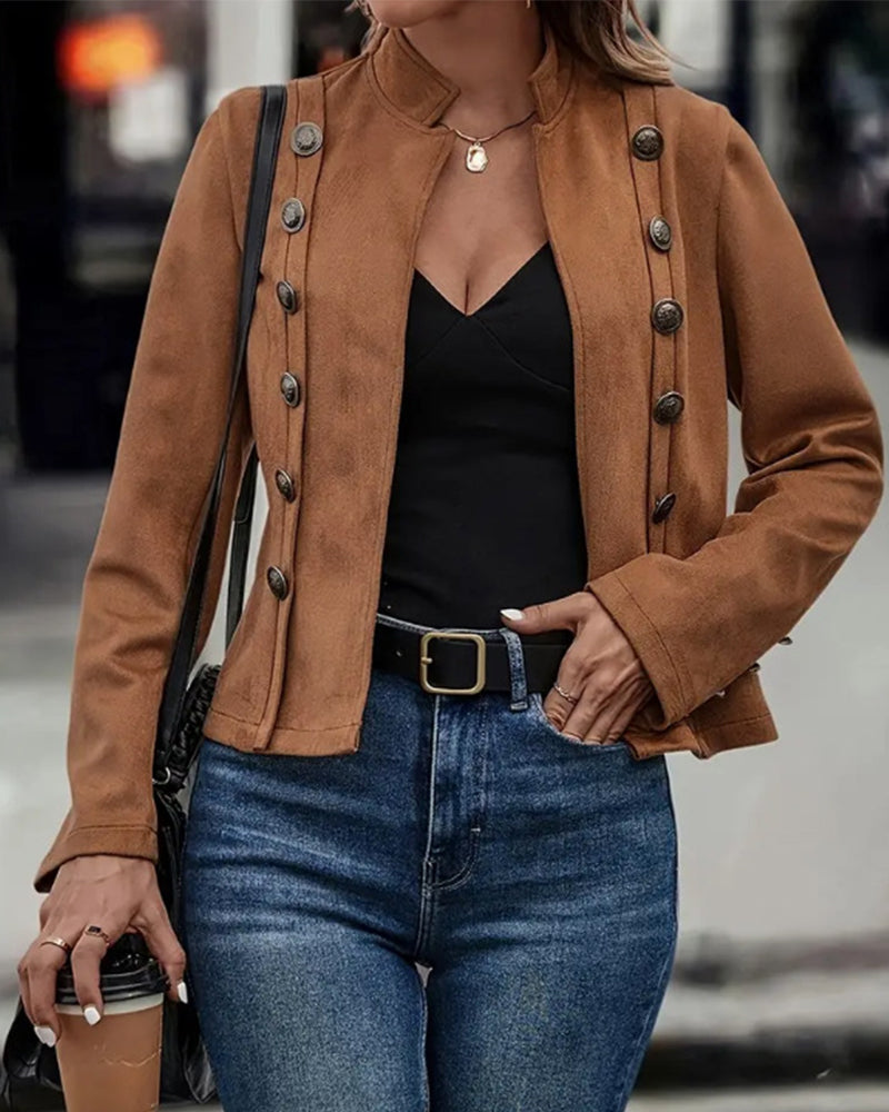 Stylish double-breasted solid color coat