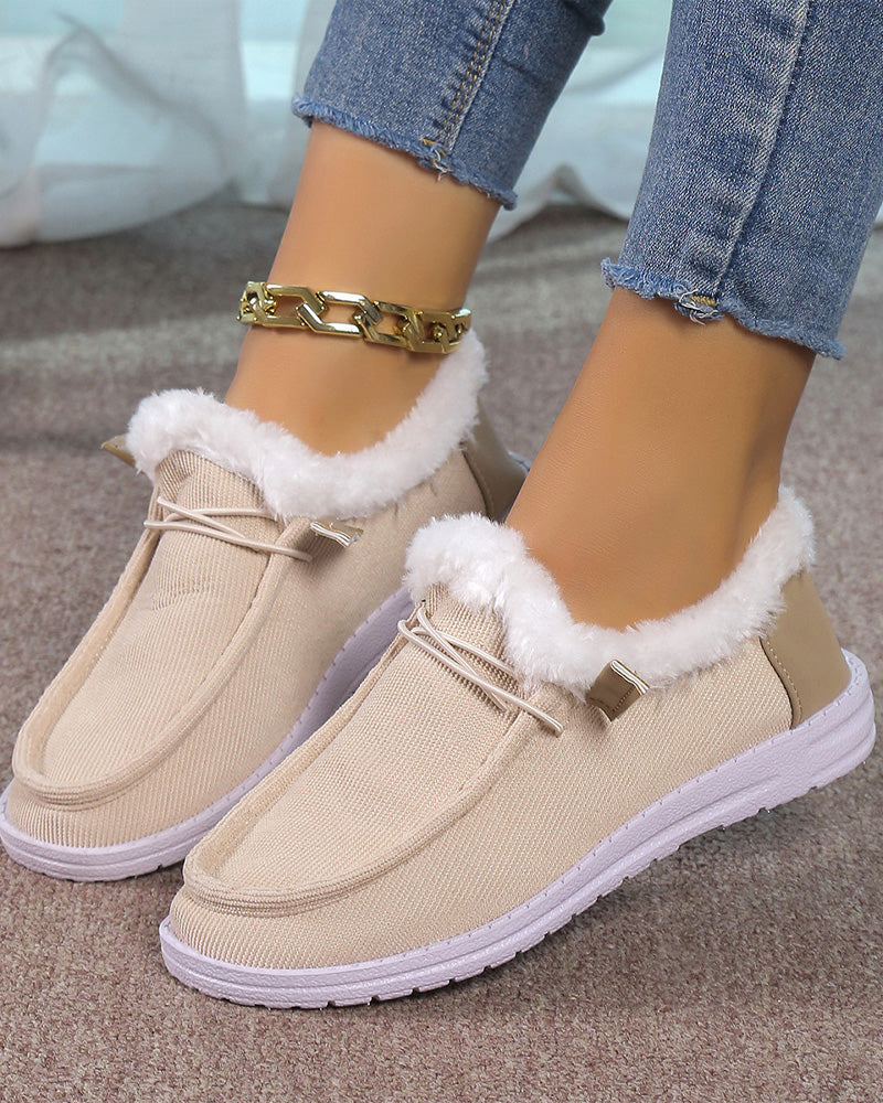Solid color thick warm cotton shoes