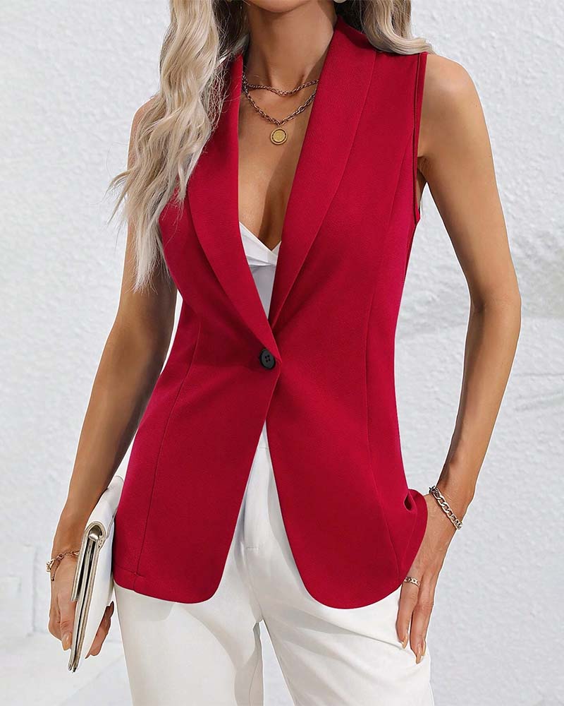 Single Button Sleeveless Cardigan Coat