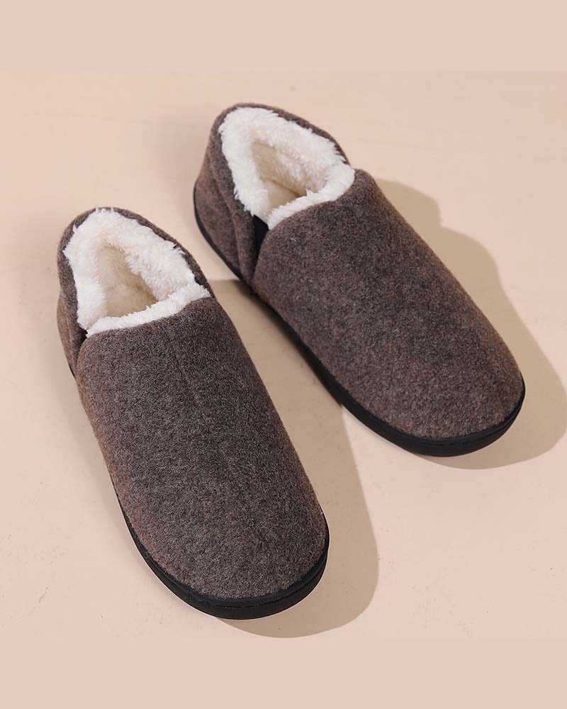 Plush solid color all-inclusive flat shoes