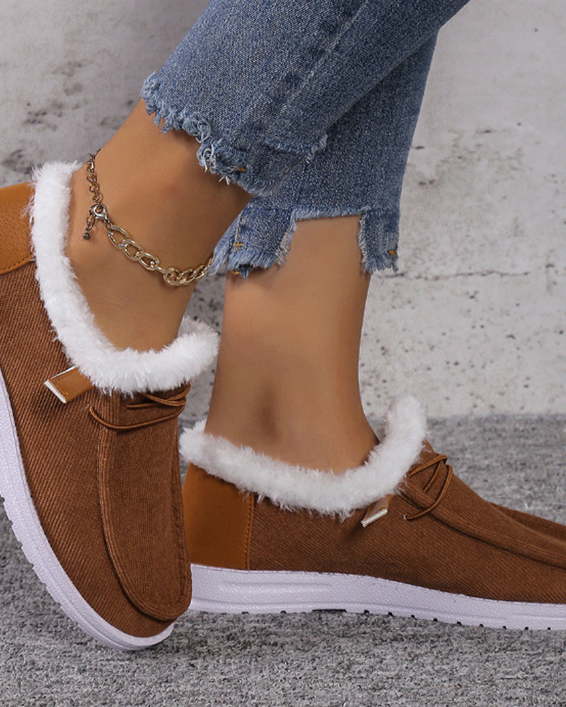 Solid color thick warm cotton shoes