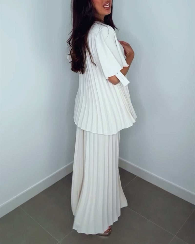 Solid color pleated loose sets