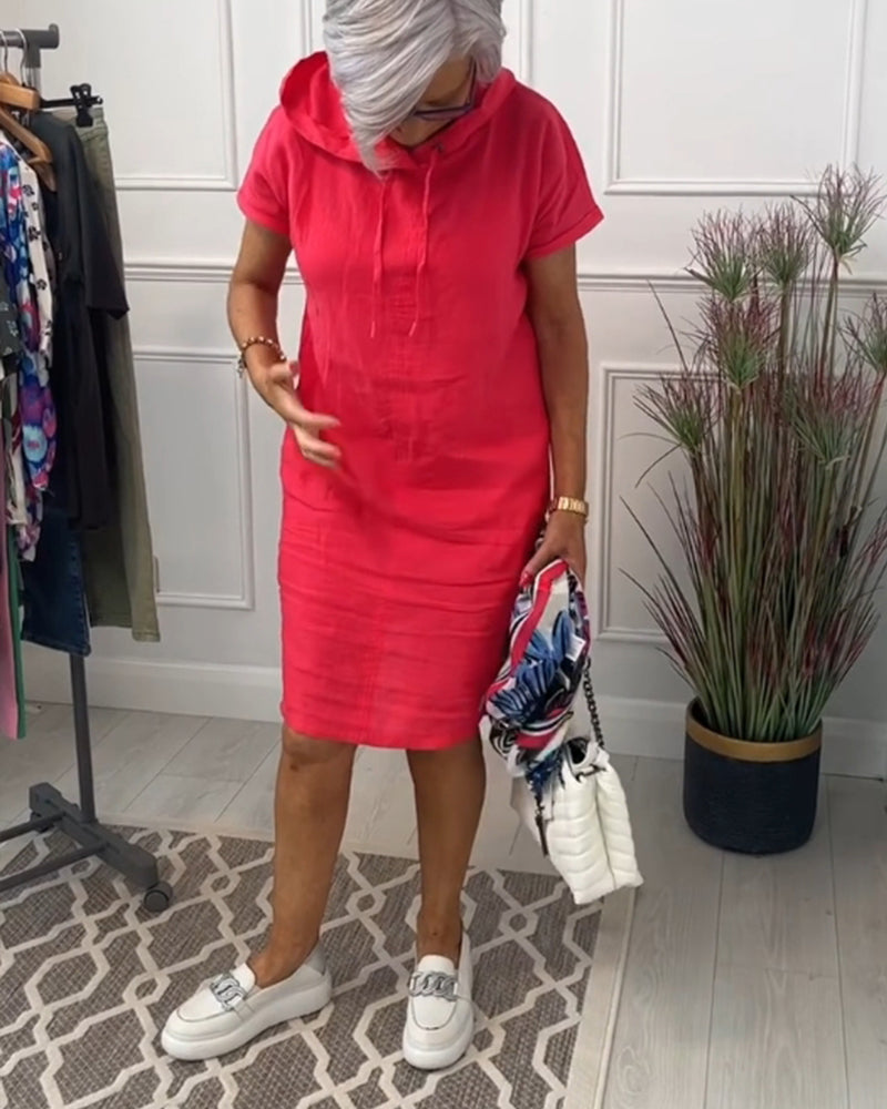 Hooded short sleeve casual dress